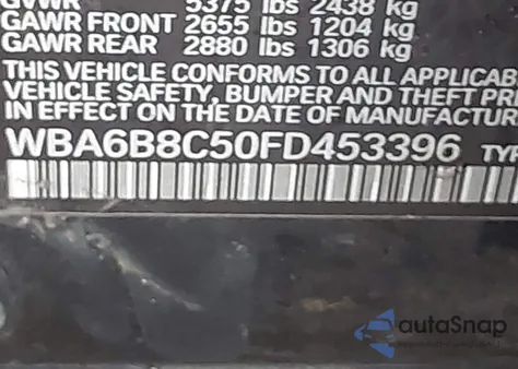 2015 BMW 640I Gran Coupe xDrive из США, поврежденный, VIN WBA6B8C50FD453396